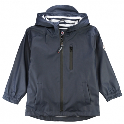 Navy Waxed Coat with hood