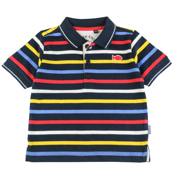 Navy multicolor polo-shirt