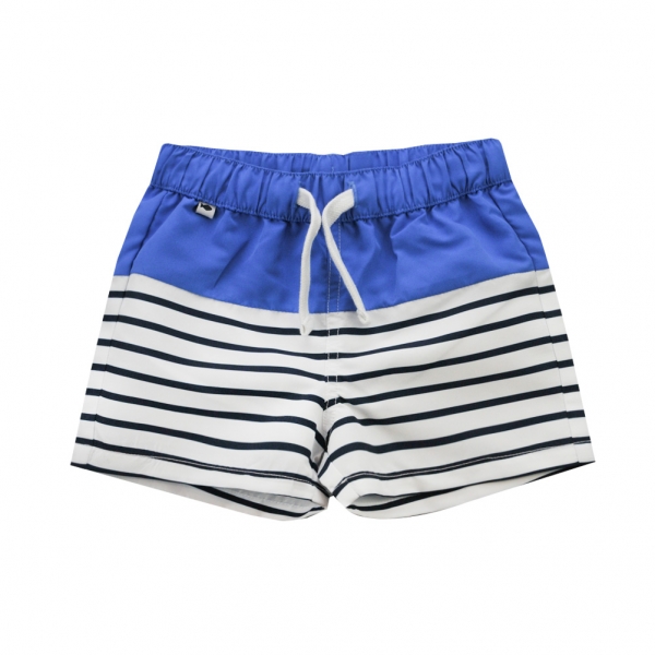 Short de bain blanc marine
