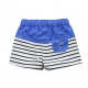 White navy swim shorts