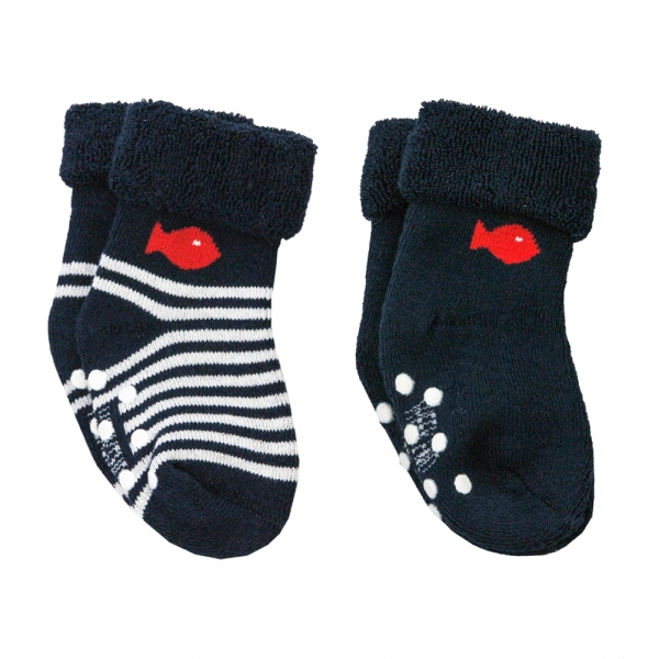 Navy ecru socks