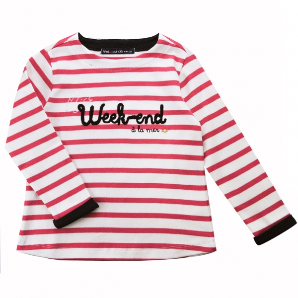 Sailor tee striped off white pink