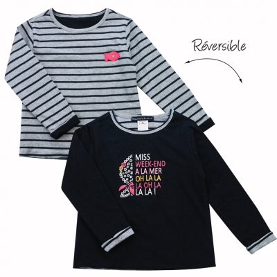 Tee-shirt manche longues reversible