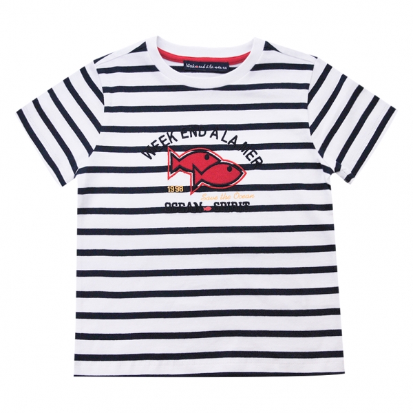 Tee-shirt rayé blanc-marine