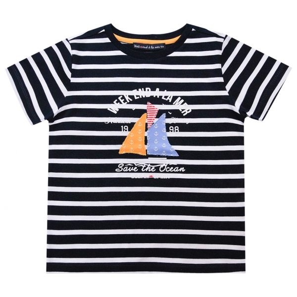 Navy and white striped tee-shirt