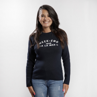 Pull Coton uni marine