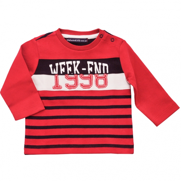 Navy-striped red t-shirt