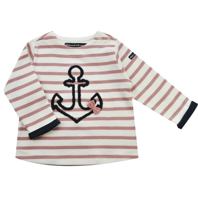 Sailor tee striped off white pink